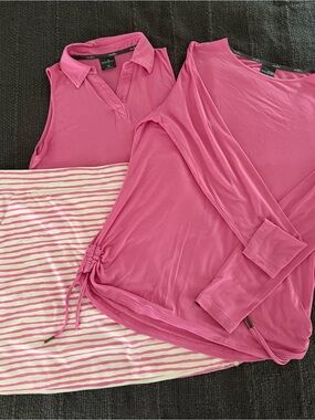 Belyn Key Pink Knit Tops and Stripe Skort